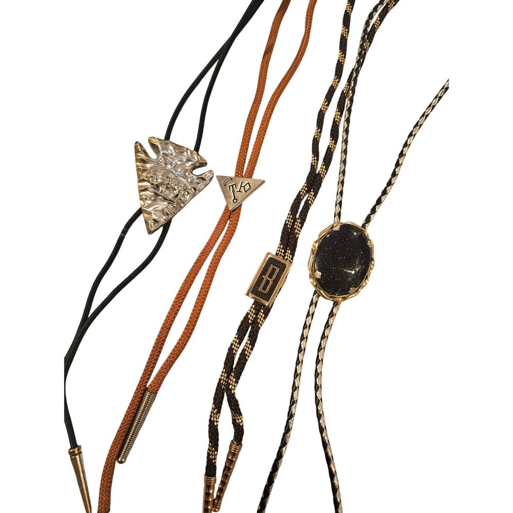 Bolo tie lot silver buffalo sparkle black moonstone western variety cowboy